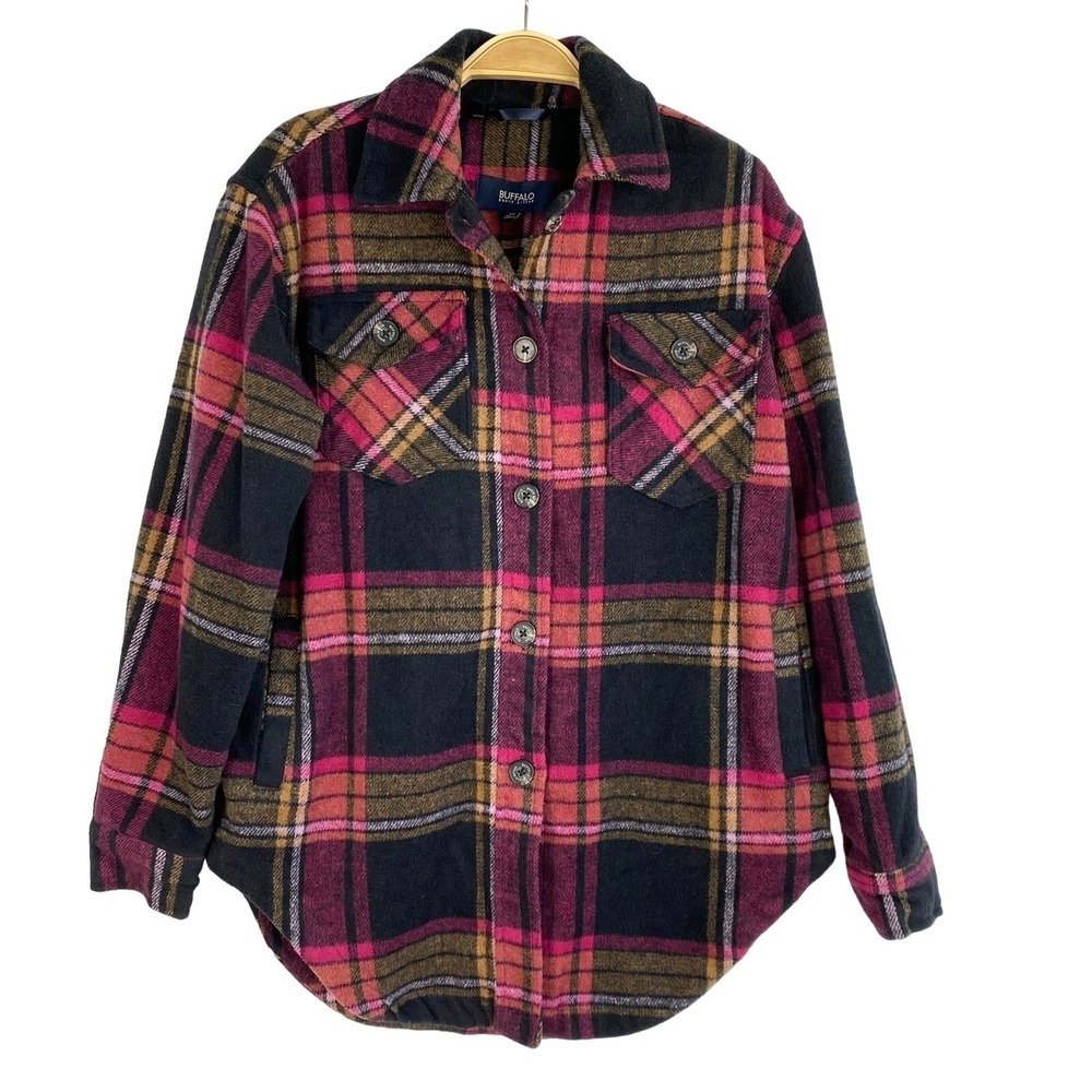 Buffalo David Bitton Flannel Shacket Shirt Jacket Women S Pink Plaid Lumberjack